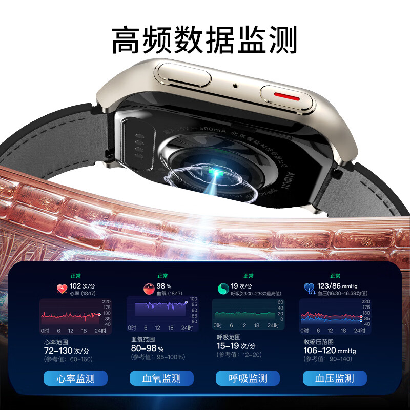 安顿生命预警【2台家庭装】5X+M5健康预警智能手表心梗脑卒中趋势风险监测送父母长辈爸妈礼物 M5至尊全维男-云曦金+M5至尊全维女-云曦金组合