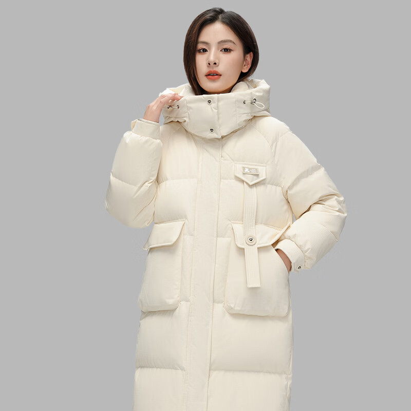 雅鹿2026冬季新款羽绒服女中长款时尚百搭舒适保暖外套 米色 XL