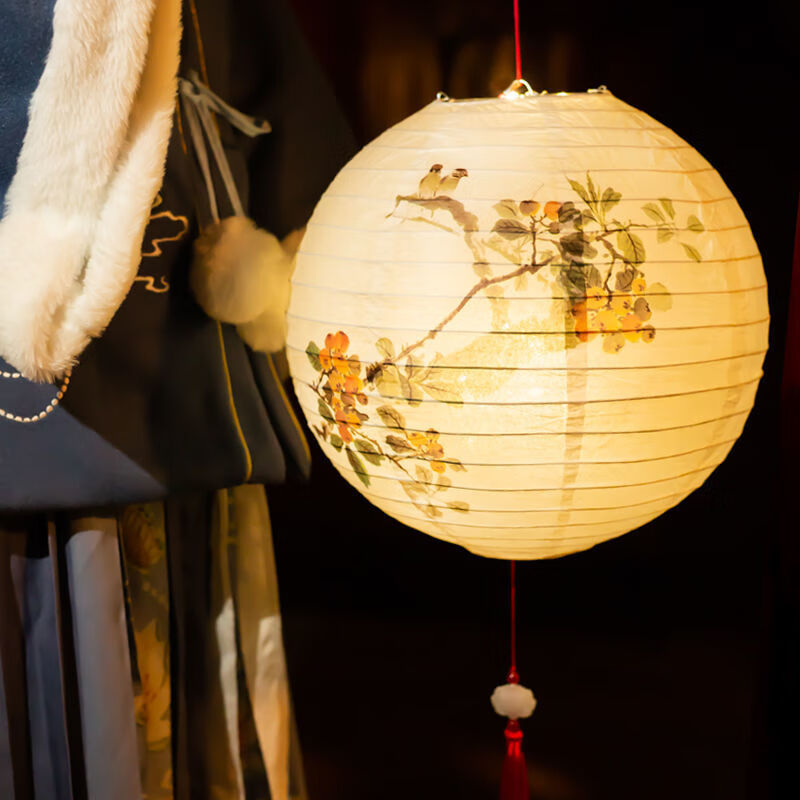 楠研 中秋节儿童手工diy灯笼古风手提花灯汉服手持发光玉兔羽毛灯笼