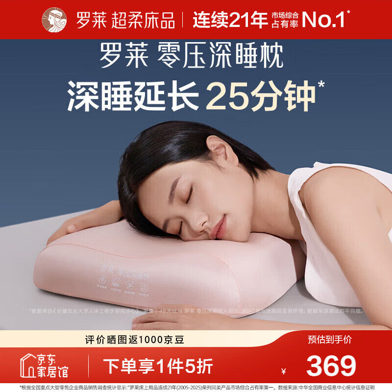 罗莱记忆枕头A类零压深睡枕 记忆棉枕芯分区护颈椎枕头成人助眠枕礼盒