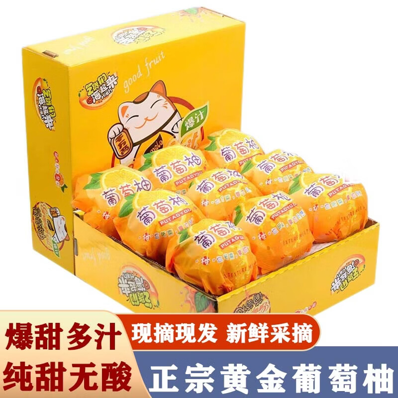 鲸咚亿农 黄金葡萄柚纯甜柚子新鲜水果礼盒孕妇水果年货节礼盒 9斤 家庭装【约8-12个】净重8-8.5斤
