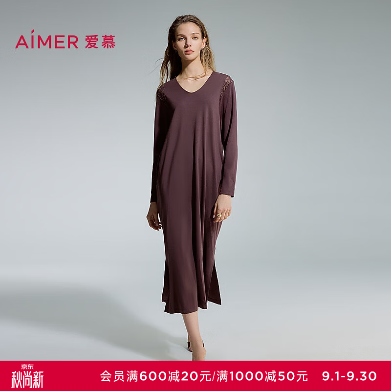 爱慕（Aimer）26新品星际中长睡裙AM44D501 火山褐T60 L 170