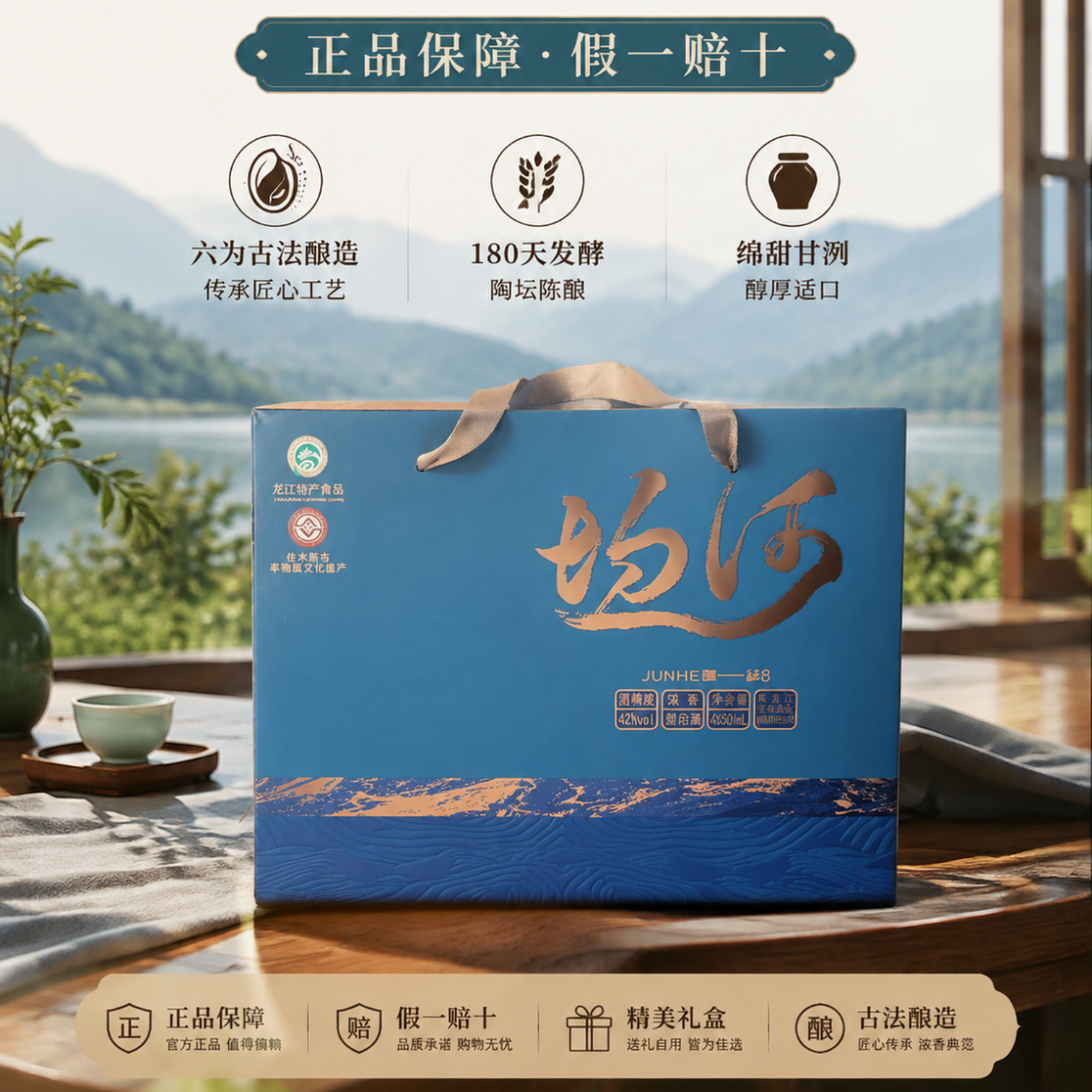 均河浓香型白酒[粮食种子酿酒]非遗礼物纯粮正品保障假一赔十 42度 501mL 4瓶 整箱