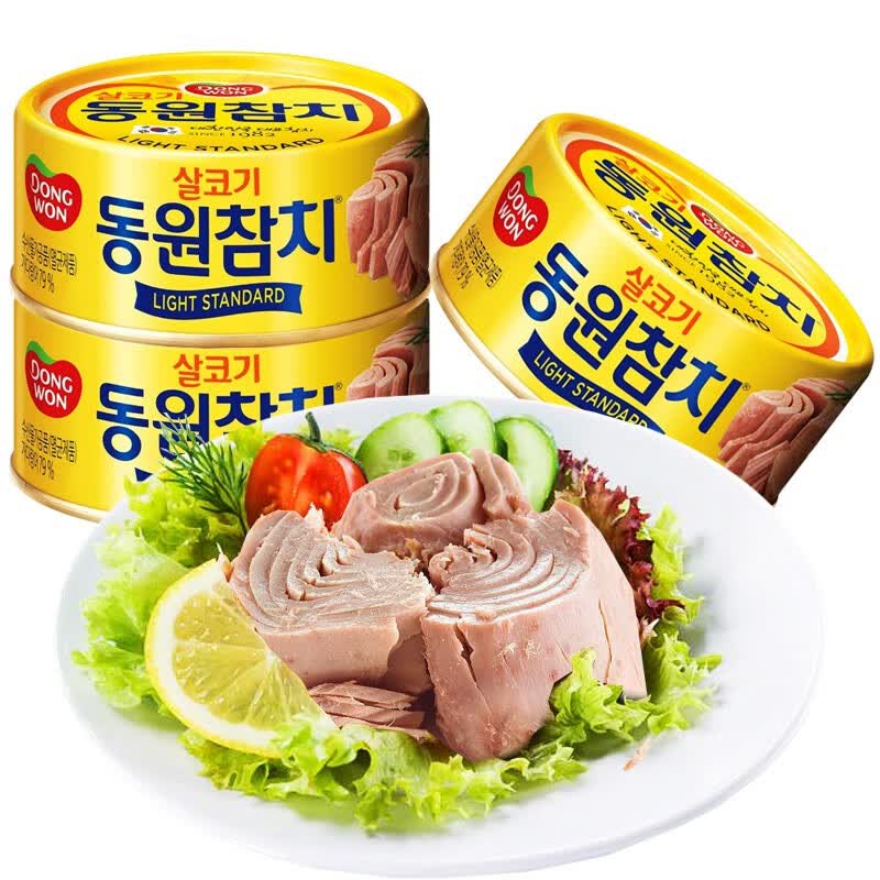 东远韩国金枪鱼罐头进口即食海鲜油浸原味吞拿鱼罐头沙拉寿司食材 东远油浸金枪鱼150g*3罐