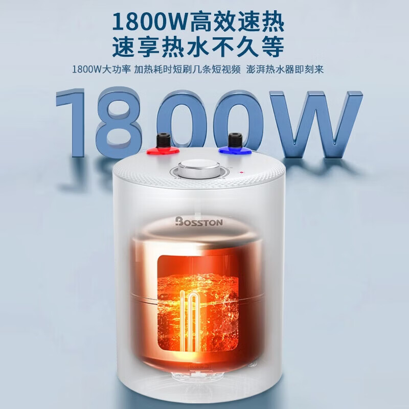格美淇小厨宝Bosston款5升上出水 落地式 厨房电热水器 1800W速热恒温 小体积大水量厨宝JWT5U 5L 1800W 小体积6.6倍增容【行业卷王】