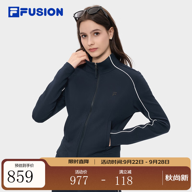 FILA FUSION斐乐潮牌针织长袖外套女2026冬新款时尚百搭修身上衣 天空船长蓝-BU M 165/84A/M