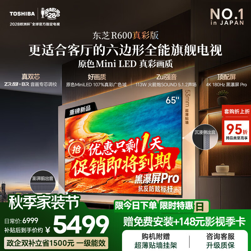 TOSHIBA 东芝 小芝士真彩版 65R600SF 液晶电视 65英寸