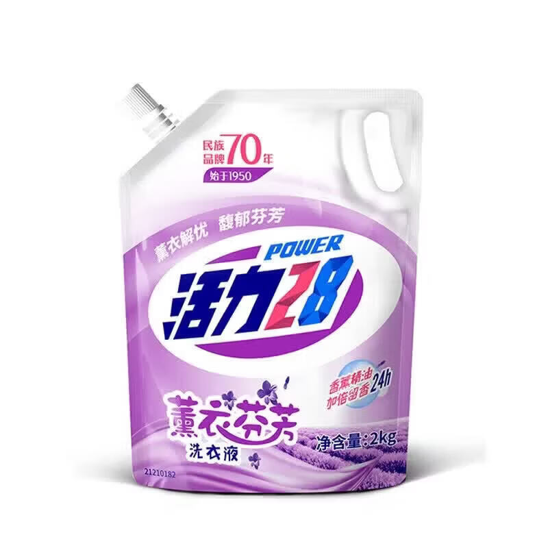 活力28熏衣芬芳 洗衣液2kg深度清洁 不含荧光增白剂 去污渍香氛持久留香 薰衣芬芳洗衣液2kg*6袋