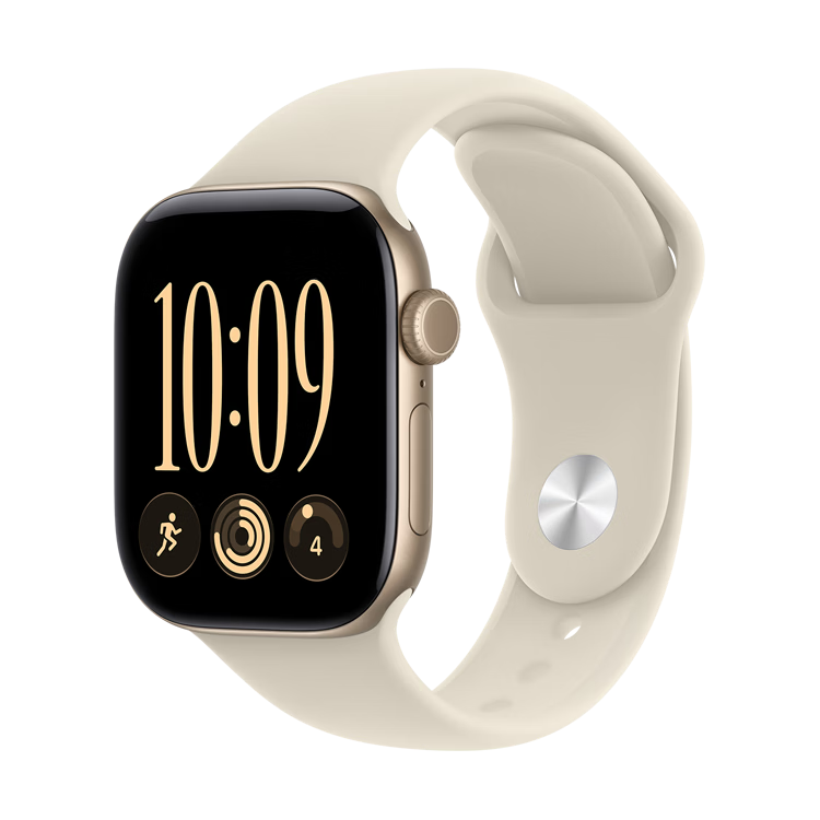 Apple/苹果 Watch Series 12 智能手表GPS款42毫米浅金色铝金属表壳沙砾色运动型表带S/M MJF14CH/B