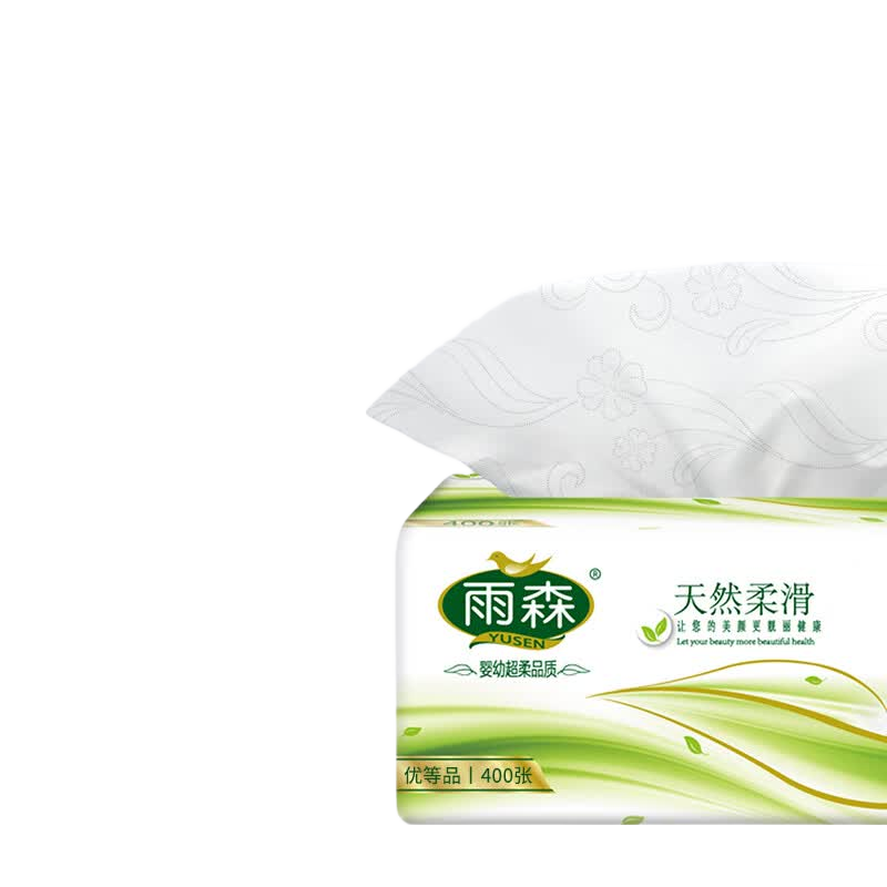 雨森（YUSEN）天然柔滑妇婴抽纸面巾纸餐巾纸可湿水干湿两用400张大规格4层加厚 4层 100抽*30包