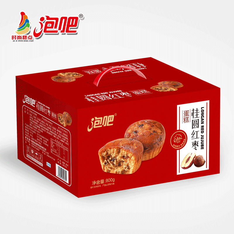 泡吧 桂圆红枣蛋糕 休闲零食整箱0.8kg 软糯鲜香糕点新鲜日期 原味 桂圆红枣800g