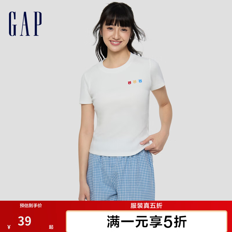 GAP小熊刺绣短袖 39元，GAP刺绣加绒连帽卫衣 139元，GAP大logo纯棉短袖 46元 - 清风线报
