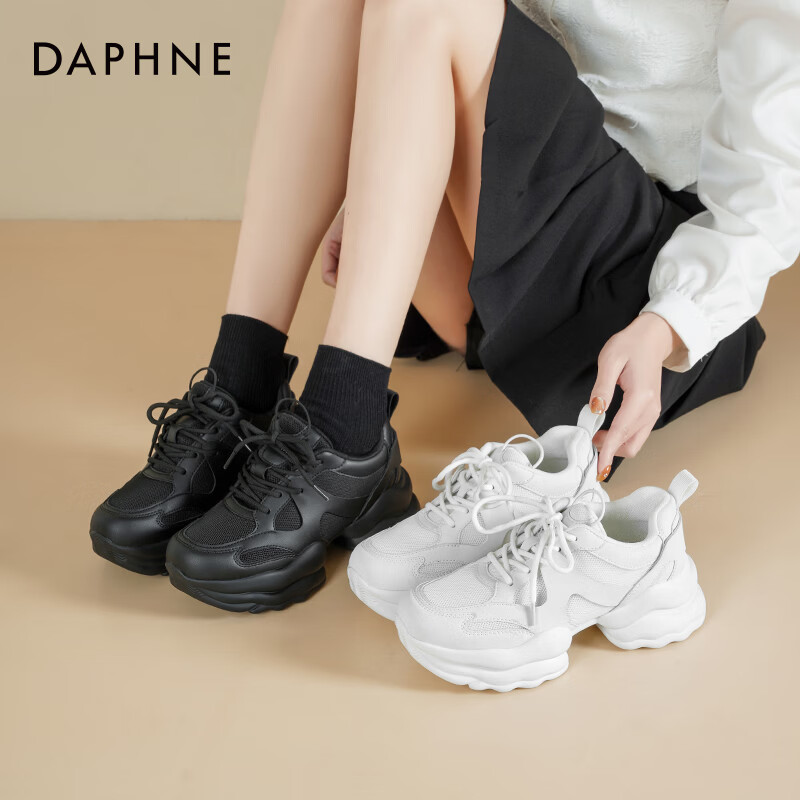 达芙妮厚底老爹鞋女2026新款秋季透气增高小白鞋女休闲运动鞋子女ZJ 白色 38 京东折扣/优惠券