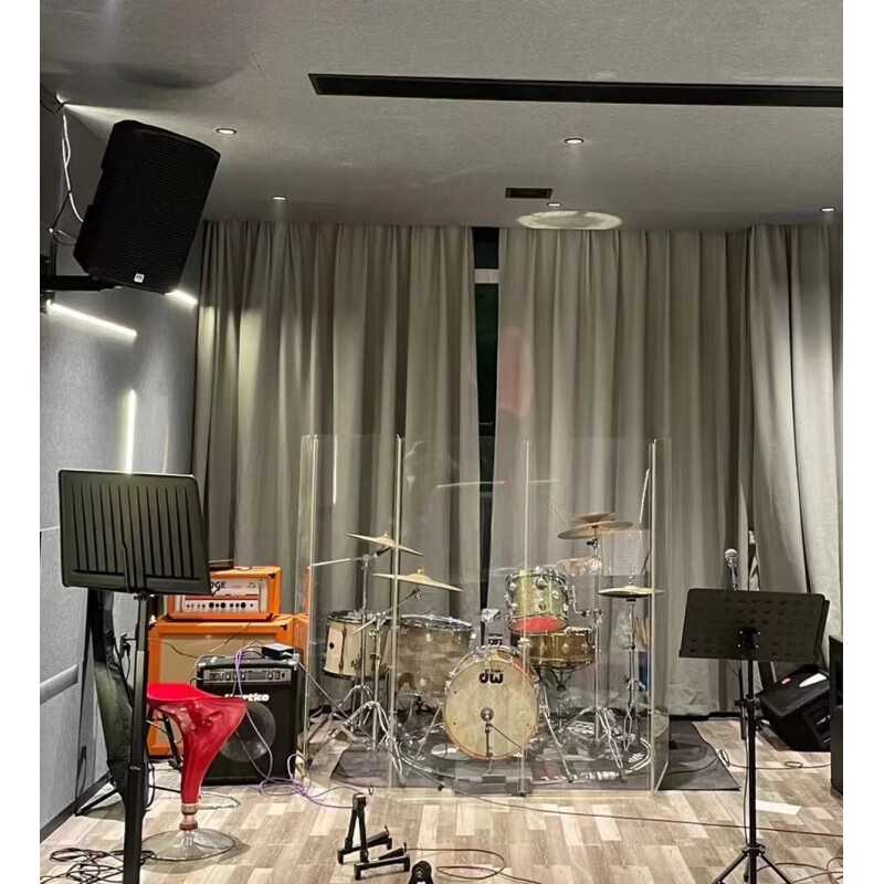 海江器乐架子鼓亚克力屏风隔音罩爵士鼓乐器舞台透明降噪吸音隔断板鼓盾板 5片：1200*600mm