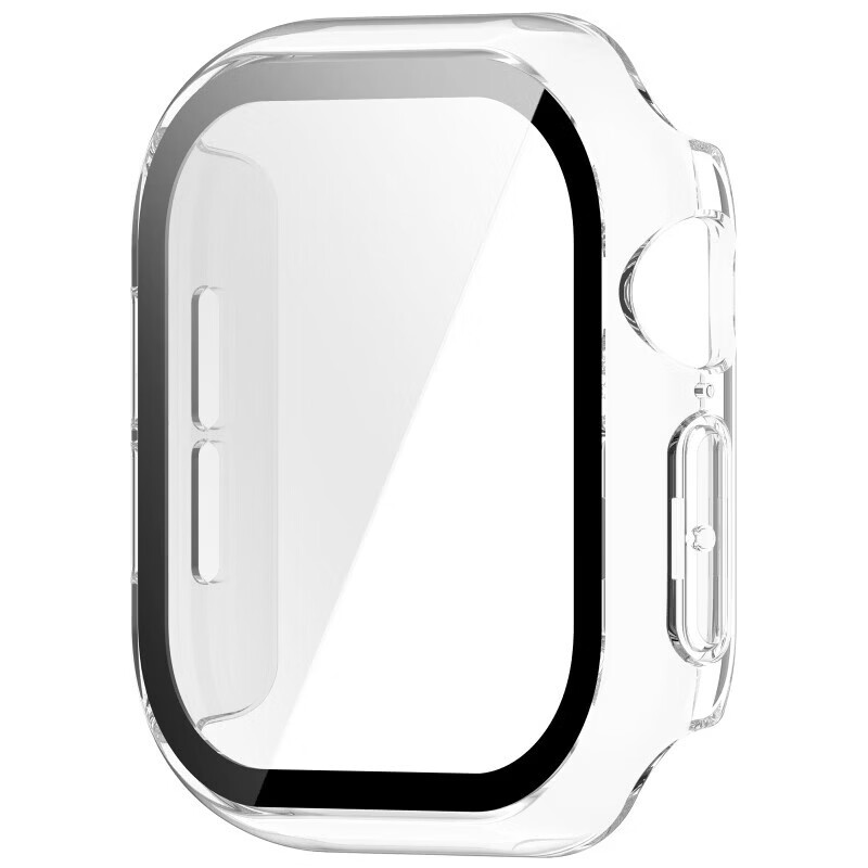 鑫领佳适用于苹果S12保护壳Apple Watch Series12壳膜一体手表壳电镀银电镀金色43mm , 47mm时尚简约新款 透明色【pc+钢化膜一体表壳】 适用:苹果手表S12 43mm表盘