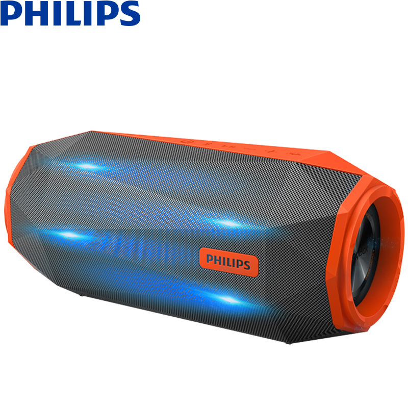 飞利浦（PHILIPS）SB500蓝牙音箱桌面大功率HIFI音响炫彩便携小音响低音炮户外防水橙色