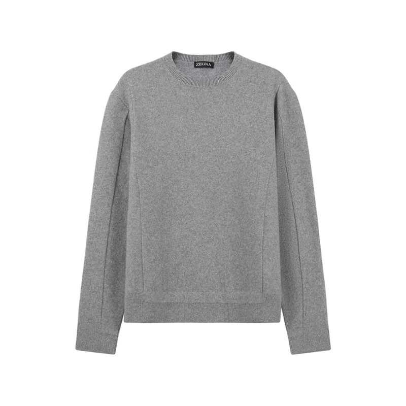 杰尼亞（Zegna）男士羊毛/山羊絨圓領(lǐng)長(cháng)袖套頭羊毛衫針織衫毛衣男裝 UCB6MA6 110 K95 灰色 54