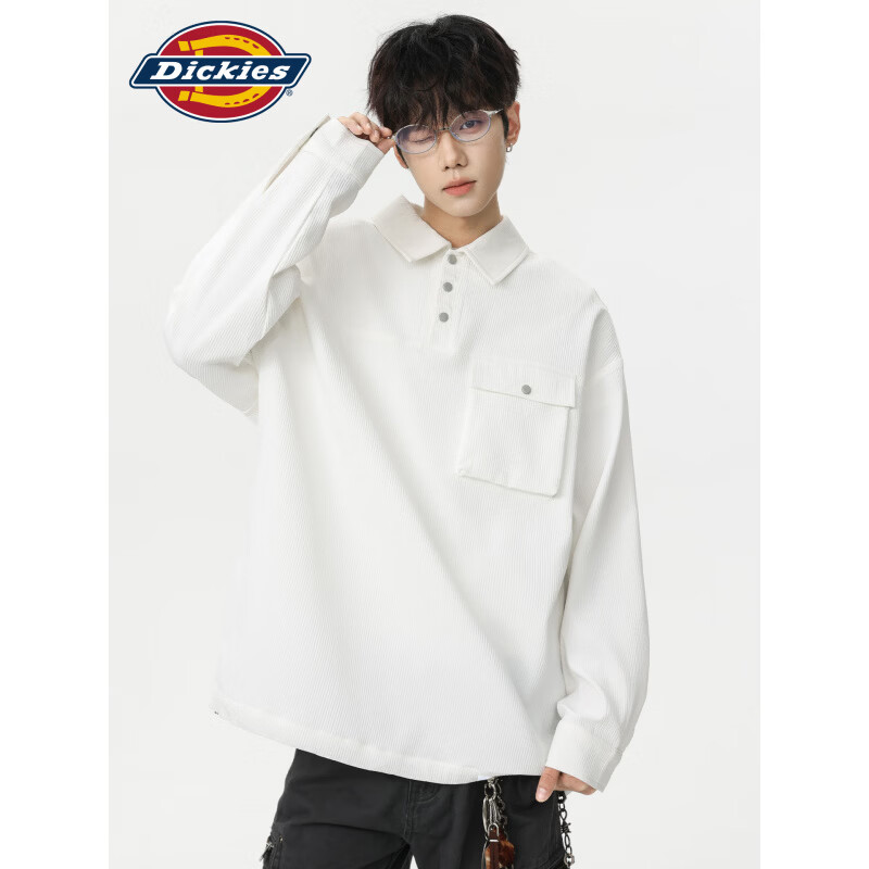 Dickies港式复古休闲POLO衫男士2026年秋季新款宽松舒适百搭潮牌上衣服装 黑色 【官方正品】 4XL 【建议10-210斤】