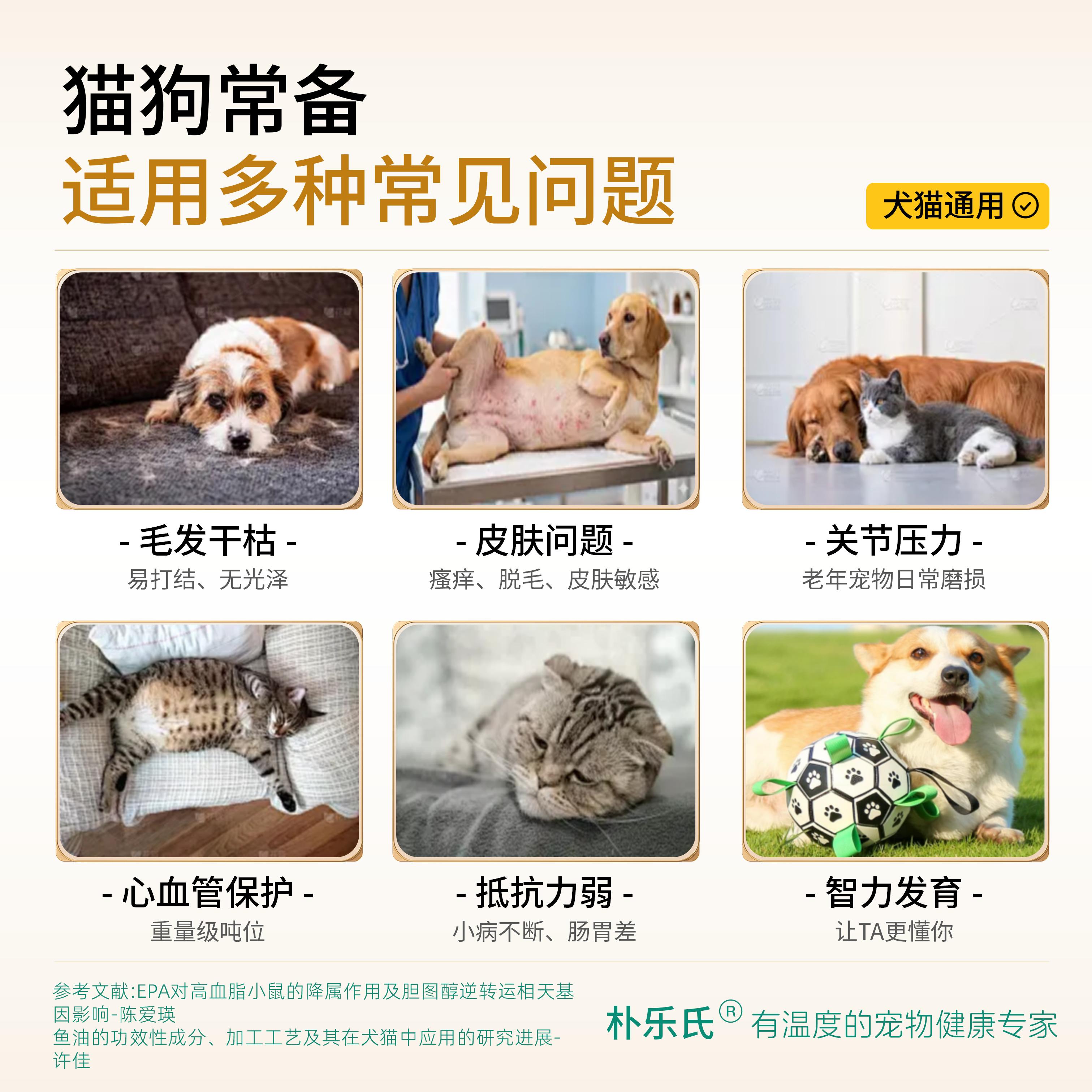 朴乐氏深海鱼油猫咪犬狗通用宠物养护专研高纯易吸收美毛亮毛减少掉毛 犬猫通用深海鱼油 50粒*1瓶