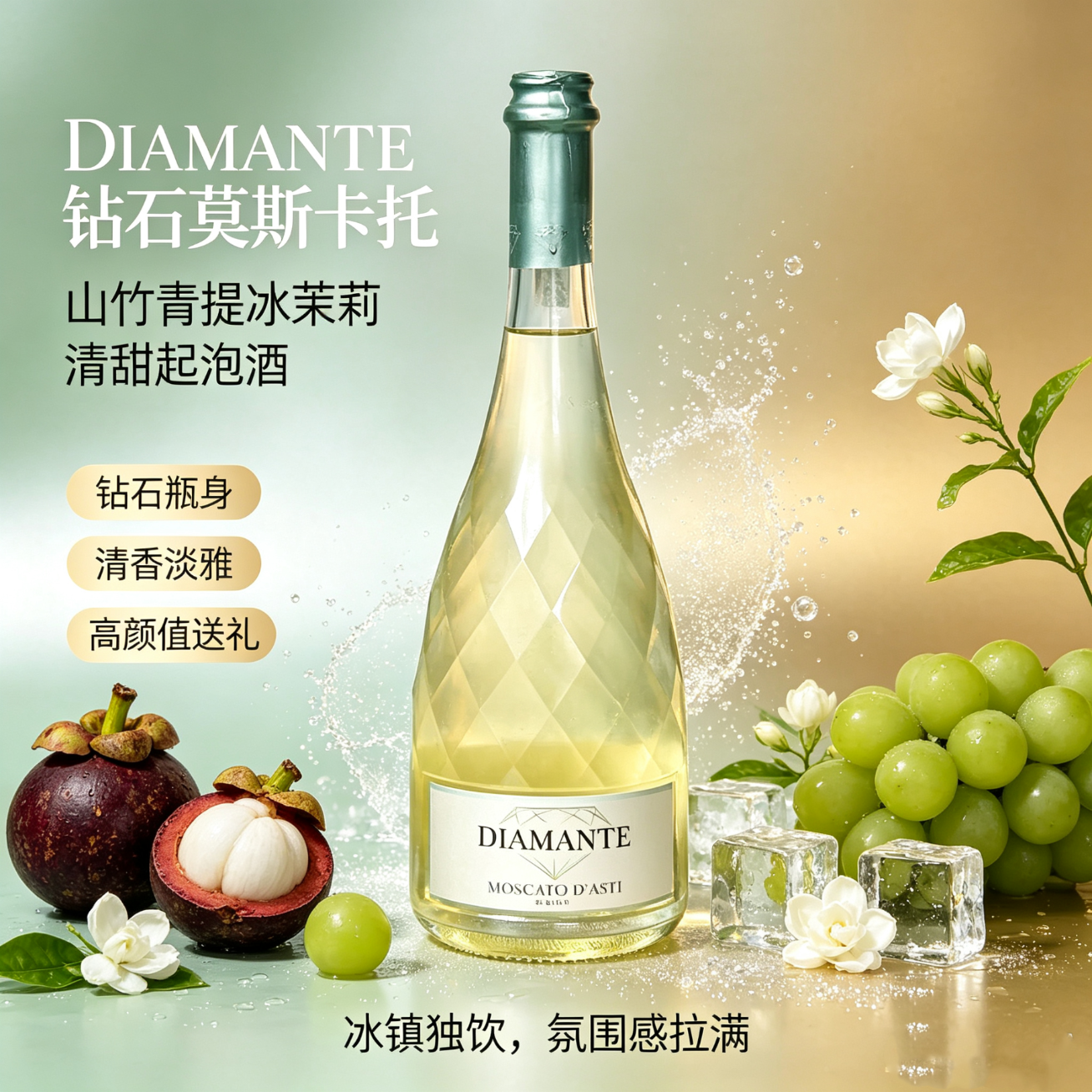 LEERER意大利DOCG等级莫斯卡托阿斯蒂甜白葡萄酒起泡酒 【双支】山竹冰茉莉+青提冰茉莉