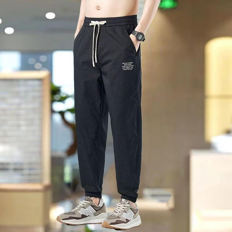 喜维顿春秋季男士时尚休闲工装裤简约百搭休闲裤美式潮牌宽松束脚长裤子 SD工装裤-黑色 XL (建议110-125斤)