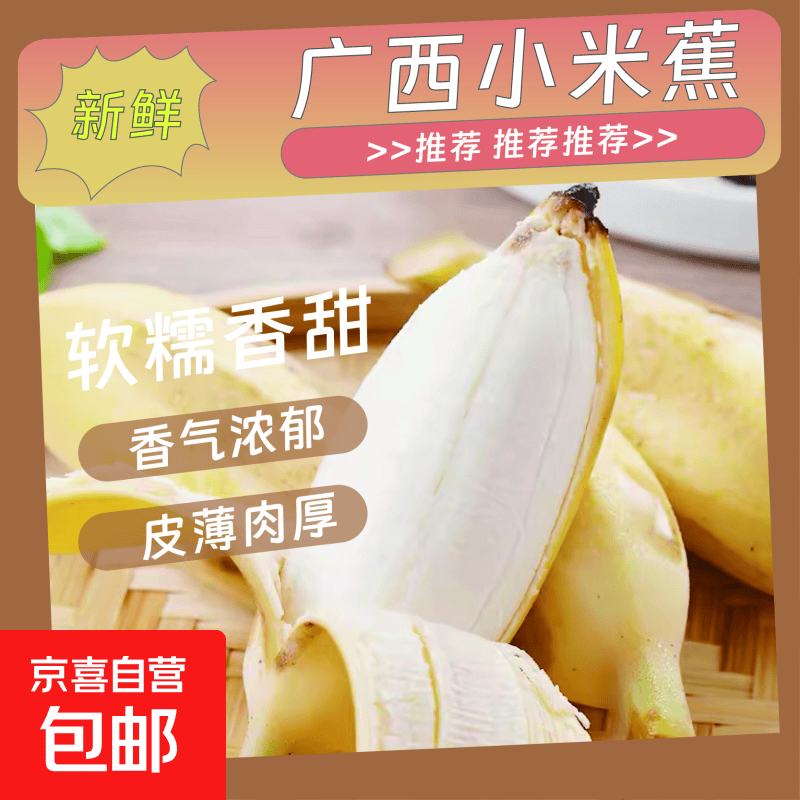 京喜加正宗广西小米蕉香蕉苹果蕉新鲜水果香甜当季水果蕉绿现摘 小米蕉带箱1斤