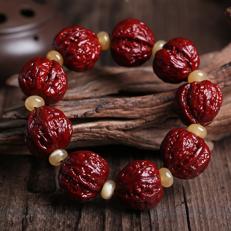 天然核桃手串 机刷包浆盘玩核桃手链 可以按摩穴位 颗颗精选 素珠款