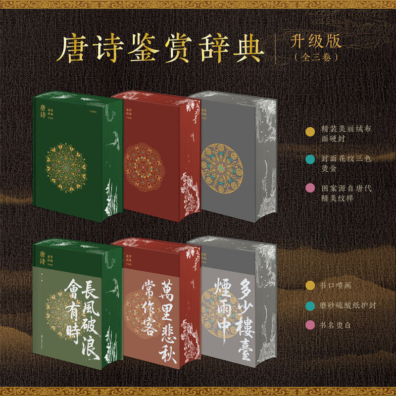 唐诗鉴赏辞典 1983年初版升级版全三卷【上海辞书出版社 当当正版包邮】唐诗三百首唐诗鉴赏 特装珍藏版三面书口刷边布面精装 赠独立编号藏书票+诗卜玲珑骰+钤印签名+导言手册+透卡+知识导读海报 礼品书