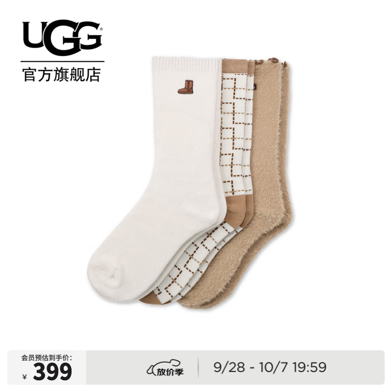 UGG秋季新款女士时尚舒适简约休闲经典后跟袜 1181414 CCBT | 经典色/格子/沙色 均码