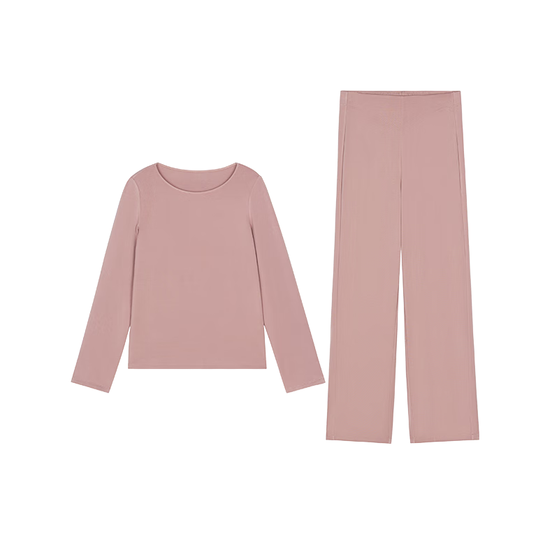 NEIWAI內(nèi)外新女士零碳天絲莫代爾秋冬睡衣家居服套裝垂順?biāo)吆蚪q蛋白 長(zhǎng)袖睡衣套裝-砂粉 S