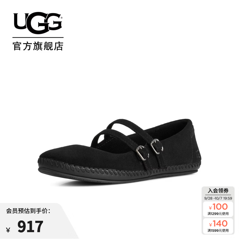UGG秋季新款女士时尚舒适轻便圆头平底休闲搭扣玛丽珍鞋 1184191 BLK | 黑色 40