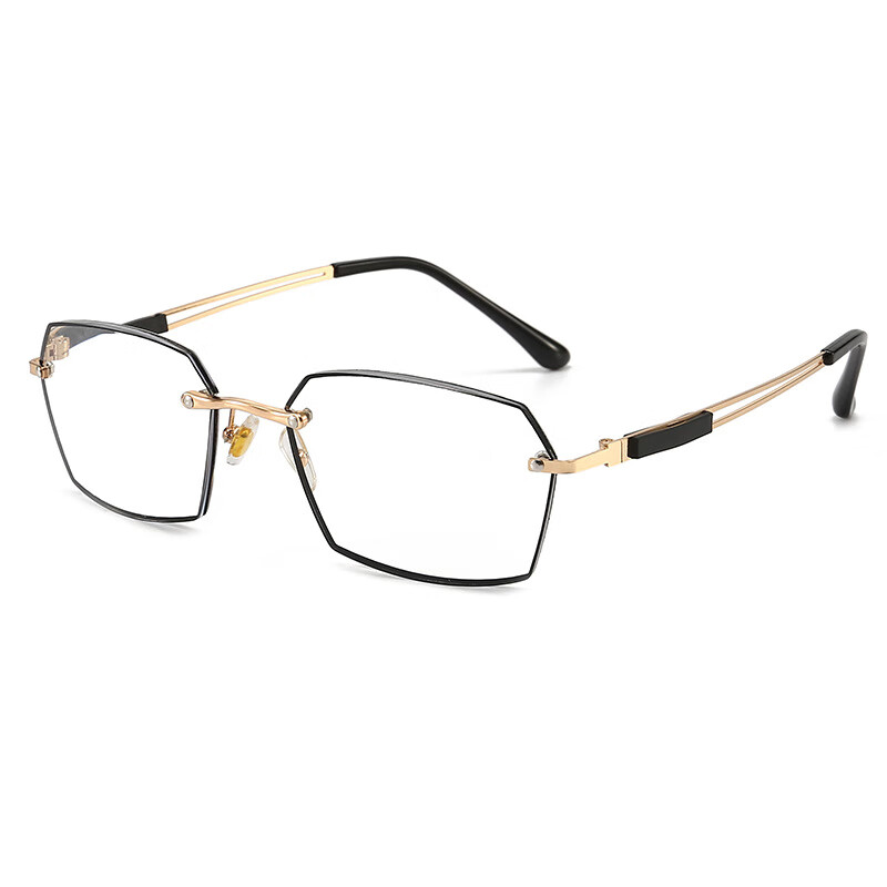 无框老花镜防蓝光切边中老年阅读眼镜时尚老花镜 黑金框 老花镜 100度