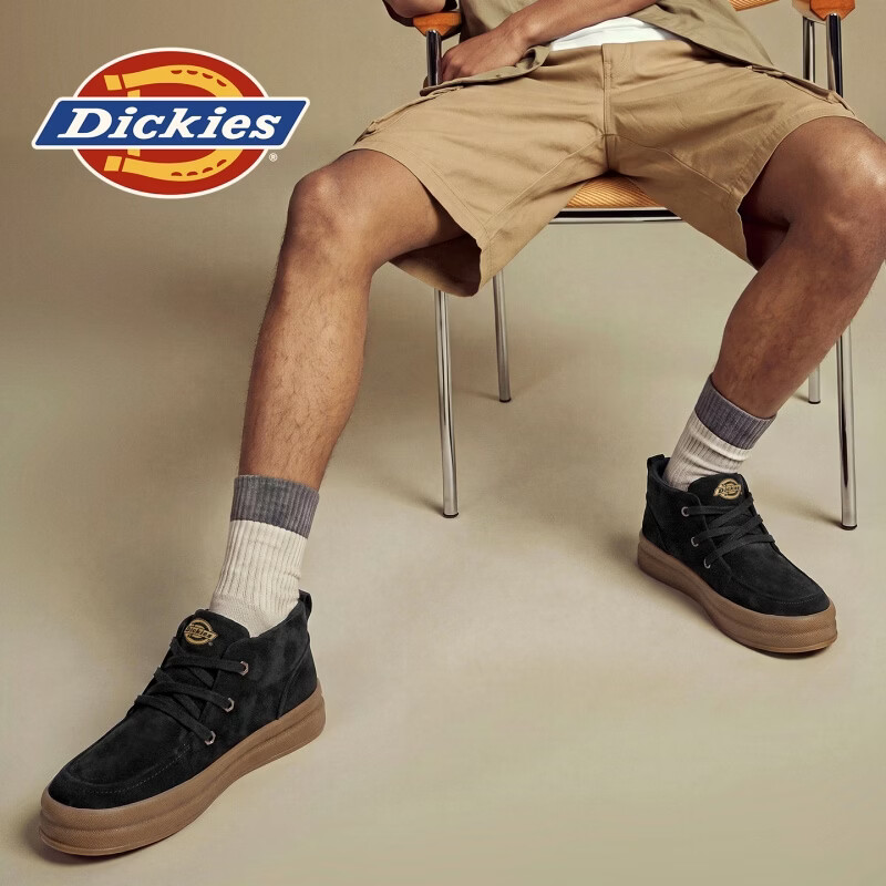 Dickies品牌男鞋2026秋冬季新款厚底增高耐磨休闲鞋通勤时尚潮流百搭板鞋 黑色 41 2.5