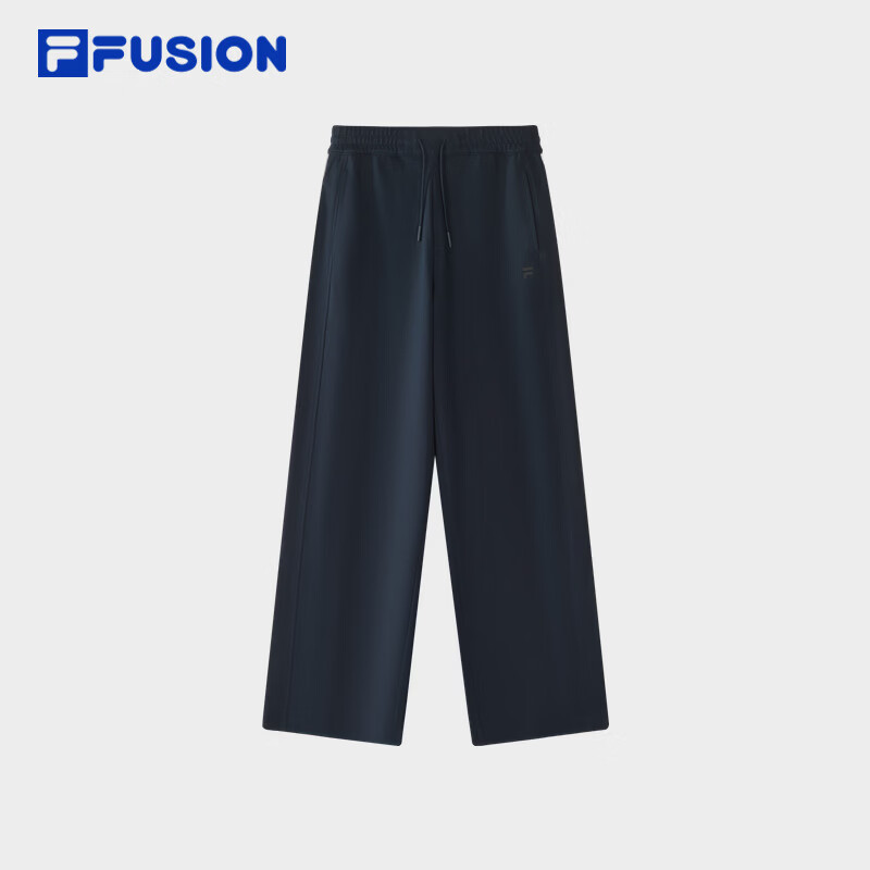 FILA FUSION斐乐潮牌针织长裤女2026冬新款裤子宽松休闲裤直筒裤 天空船长蓝-BU M 165/66A/M