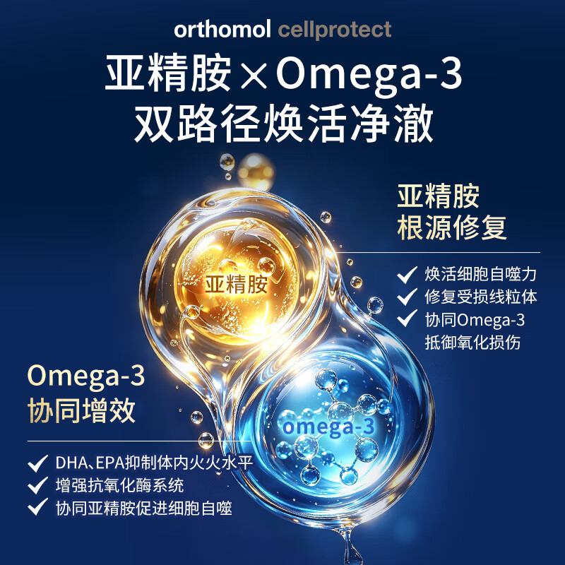 奥适宝德国亚精胺辅酶Q10细胞营养素亚精胺补充剂女士复合维生素保健品 【60天告别松弛垮脸】2盒进阶装 30袋*2盒