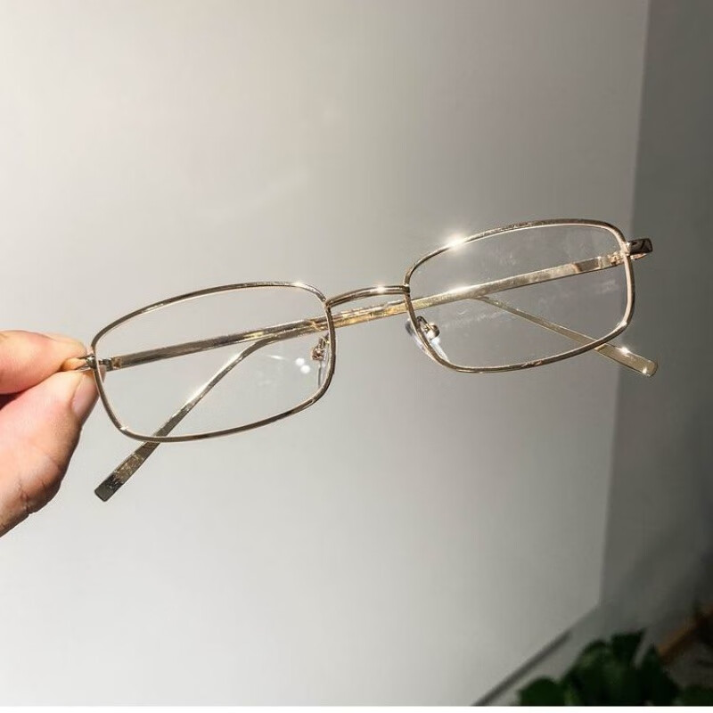 兰迪惟依斯文系金丝眼镜长方形窄框日系男女生平光镜可配防蓝光潮