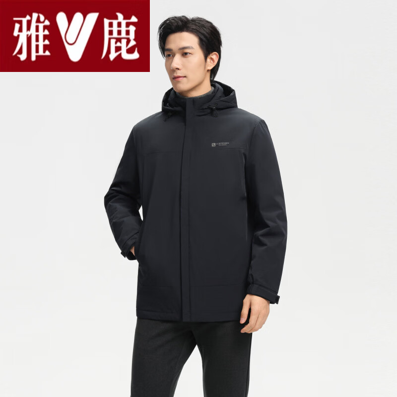 雅鹿高档春新款男式短款轻薄羽绒服商务休闲保暖夹克外套排骨爸爸 轻奢黑金新款国际大品牌高端档藏青色_5019 M 170_88A