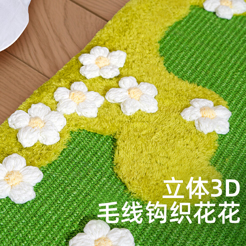 喵仙儿剑麻猫抓垫地毯卧室床边耐抓耐磨猫抓板防抓沙发猫咪磨爪垫可水洗 【大号120cm】森系花丛地毯猫抓垫