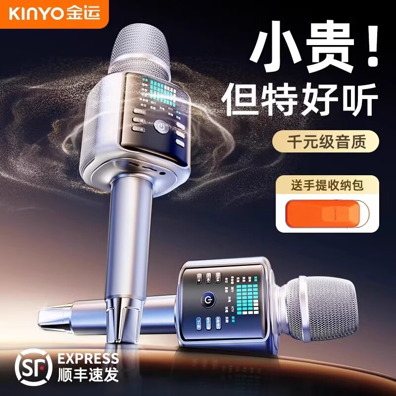 金运(KINYO)H9话筒音响一体麦克风户外家用K歌音箱卡拉ok声卡唱歌家庭ktv神器 【H9 K歌直播麦】声卡音响一体麦克风