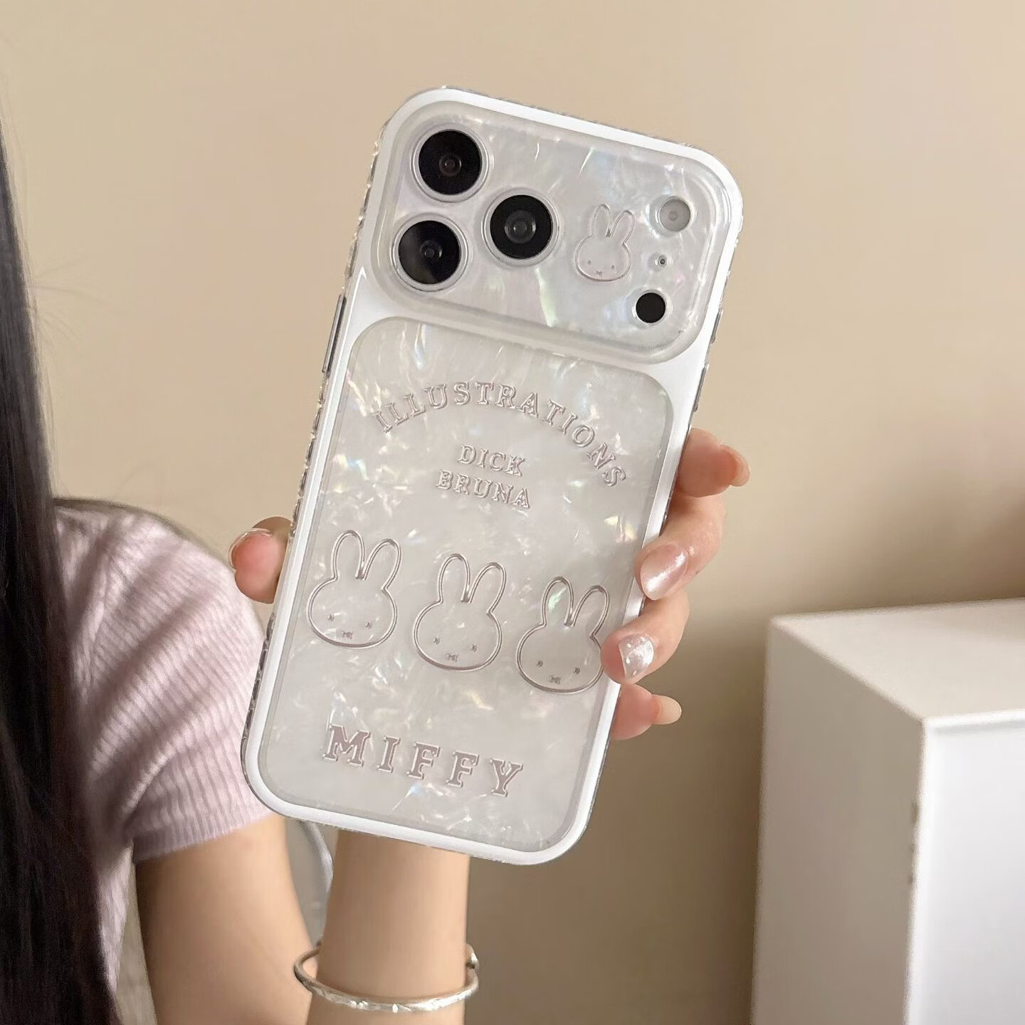 启砚数【官方旗舰】高级手机壳保护套iPhone18promax线条米菲兔16pro全包15防摔17pro新款适用苹果全机型 高级贝壳纹(线条米菲兔)相机按键全包 iPhone 17