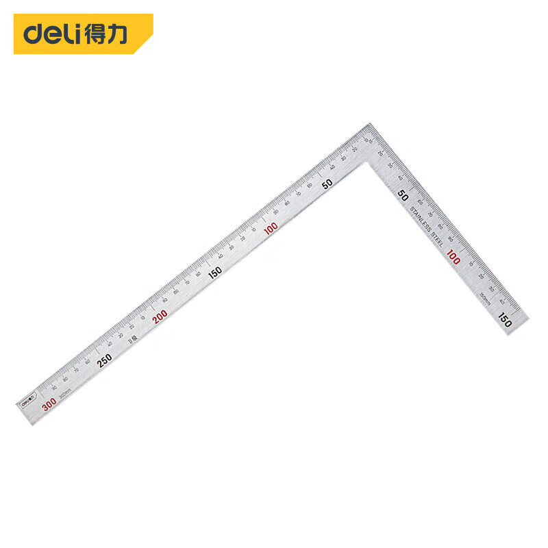 得力(deli)不锈钢多功能水平直角尺角度尺量角器钢角尺90度尺子木工