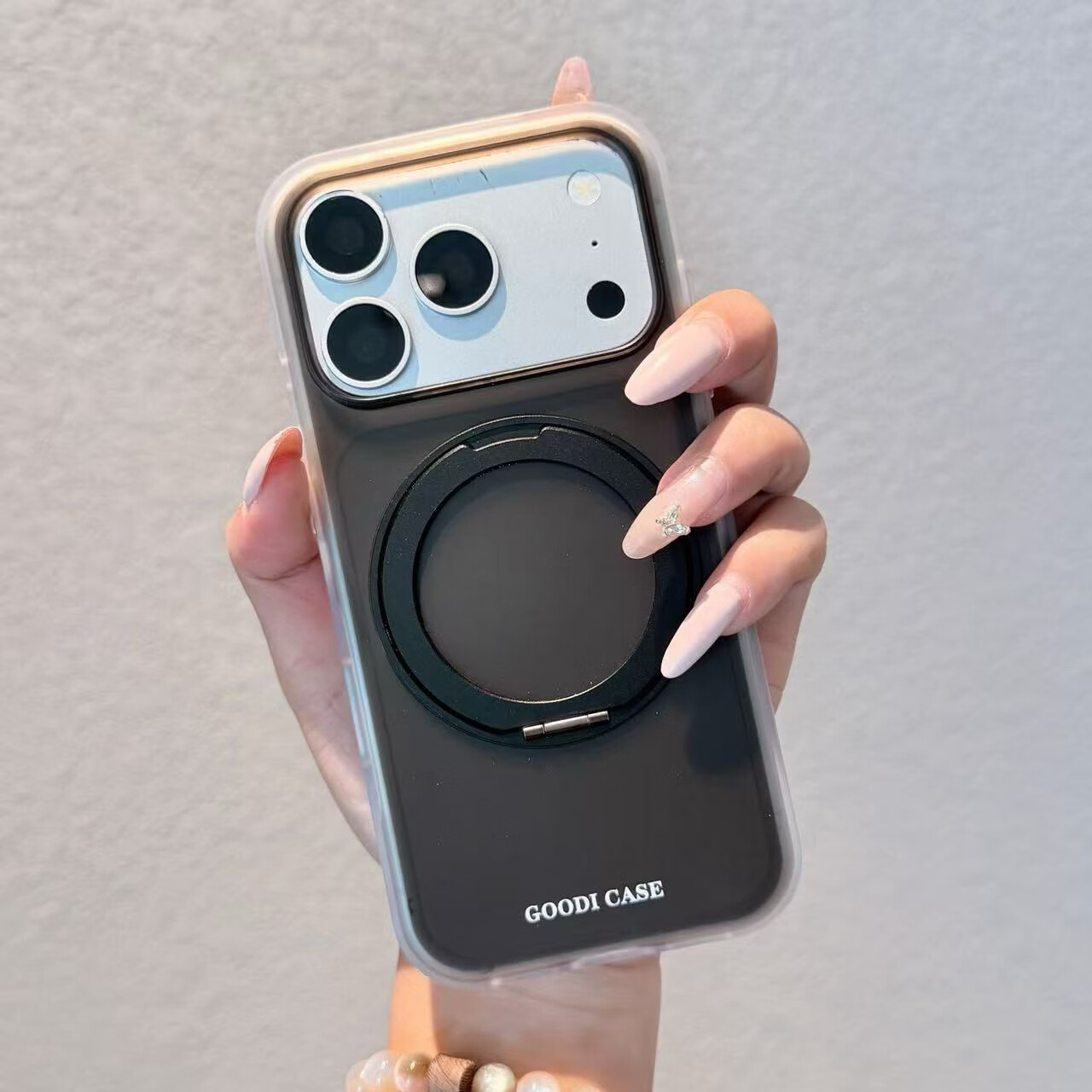 启砚数【旗舰正品】手机套高级感磨砂雾面360旋转支架适用iPhone 18promax手机壳17全包防摔16苹果全机型 磨砂肤色(白色)360旋转支架 iPhone 17PROMAX