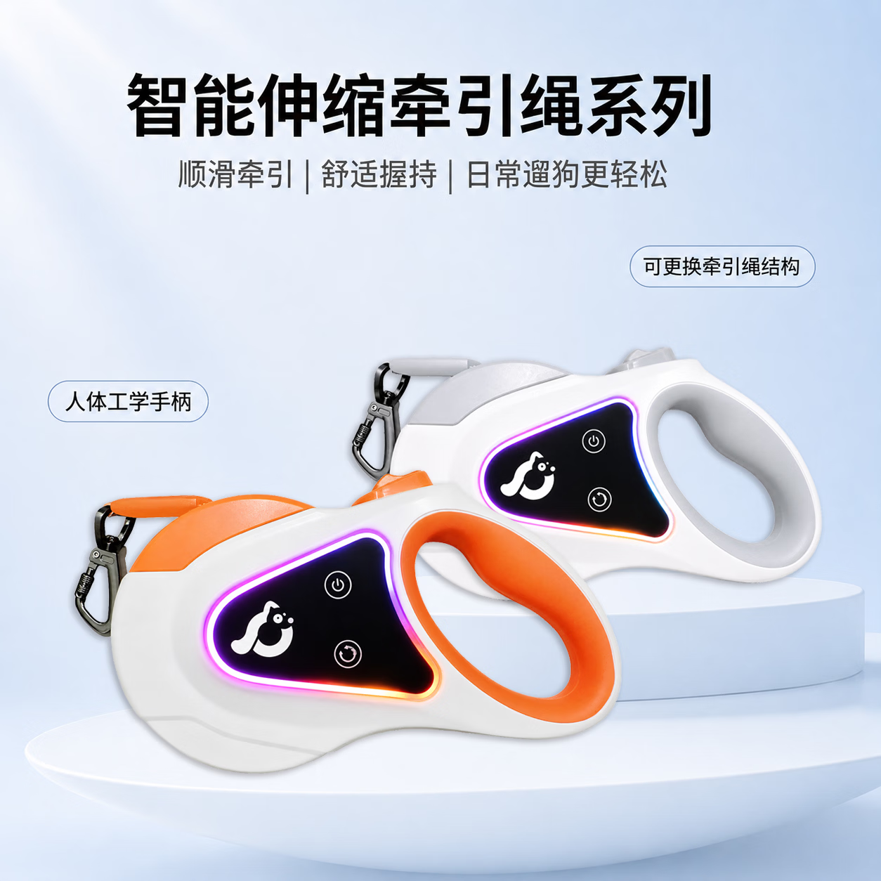 觅探零零狗宠物自动伸缩狗绳防爆冲牵引绳猫咪遛狗绳子遛猫绳狗链子中大型犬 深空灰 赠5米换绳 智能防爆冲