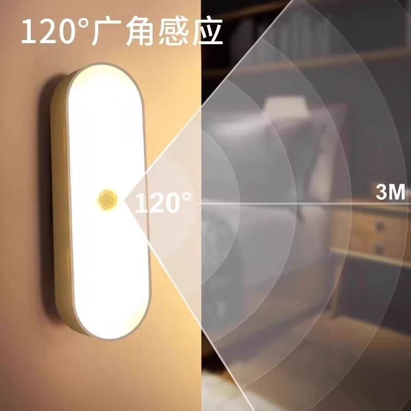 感应灯人来即亮人走开灭 长条暖光加+感应+C口+磁吸 6W400毫安