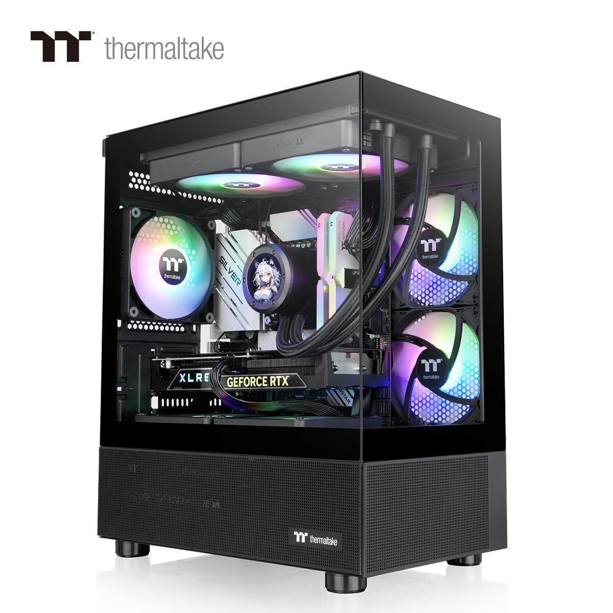 Thermaltake（Tt）钢影 透S240 海景房机箱 电脑主机（M-ATX主板/支持240水冷/270°全景/7风扇位/4080显卡） 黑色