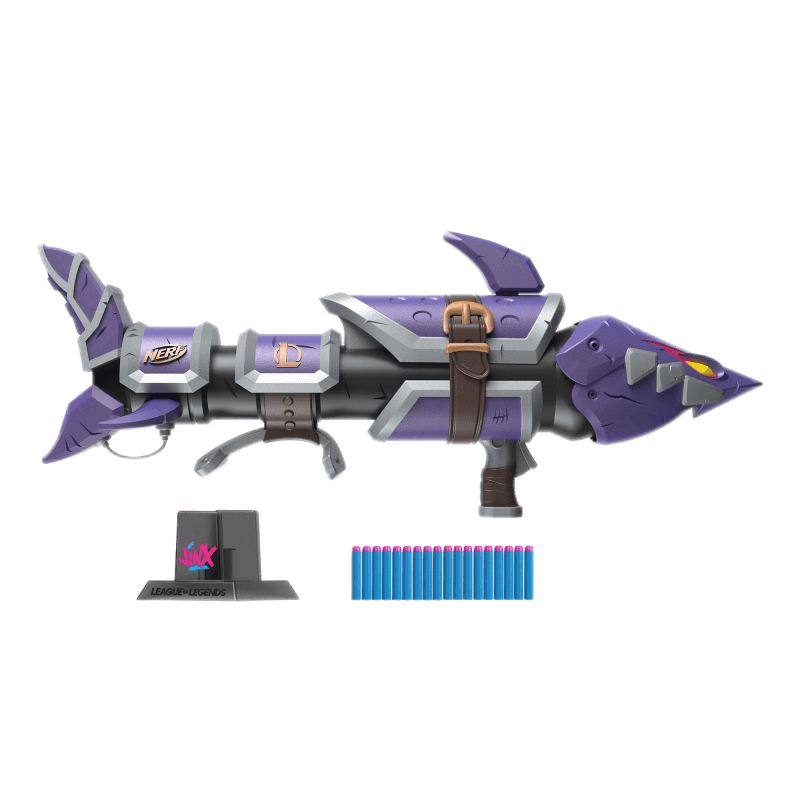 nerf 热火 英雄联盟联名 f9850 金克丝鱼骨头发射器