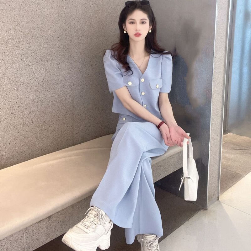 rtwk衣服女装新款2024夏装气质时尚套装小香风女夏季名媛休闲上衣高腰