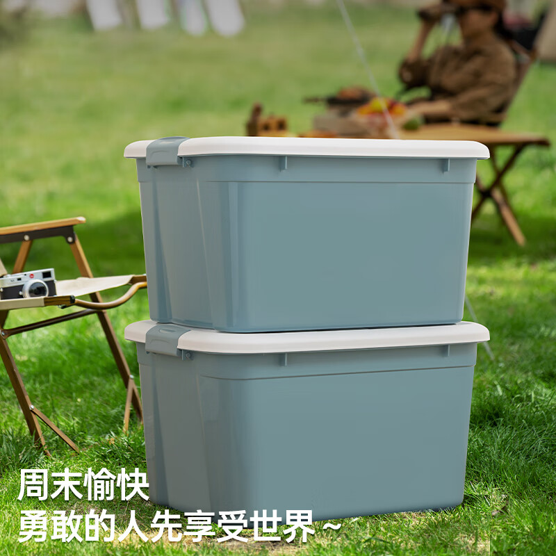 禧仕多禧天龙收纳箱塑料家用加大加厚学生宿舍衣物玩具书籍整理箱 石青【店长推荐52升】3个装