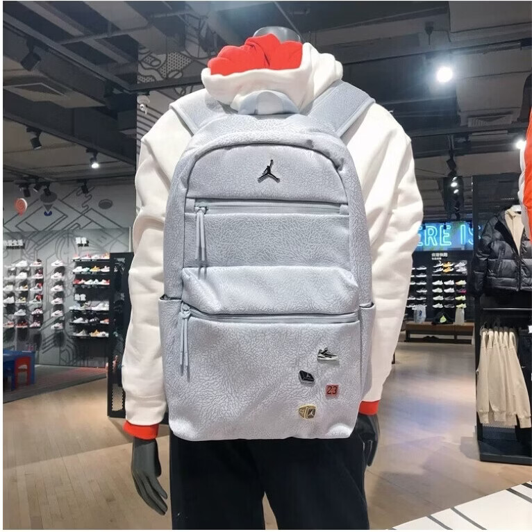 NBA KIDS户外双肩包AJ-JORDAN背包潮牌中学生书包大学电脑包运动旅行包 黑色 帆布 长30*宽14*高45CM