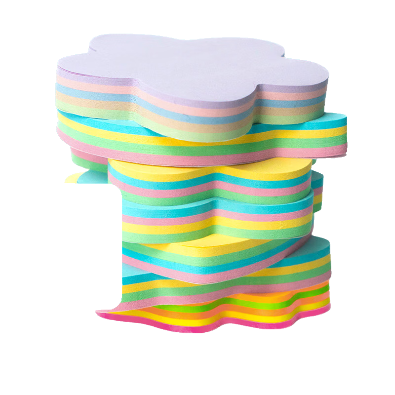 8本800张便利贴办公用有强粘性标签贴初中学生专用留言板可爱彩色便签纸纯色ins简约创意N次贴纸 梅花款彩色76x76mm 8本800张